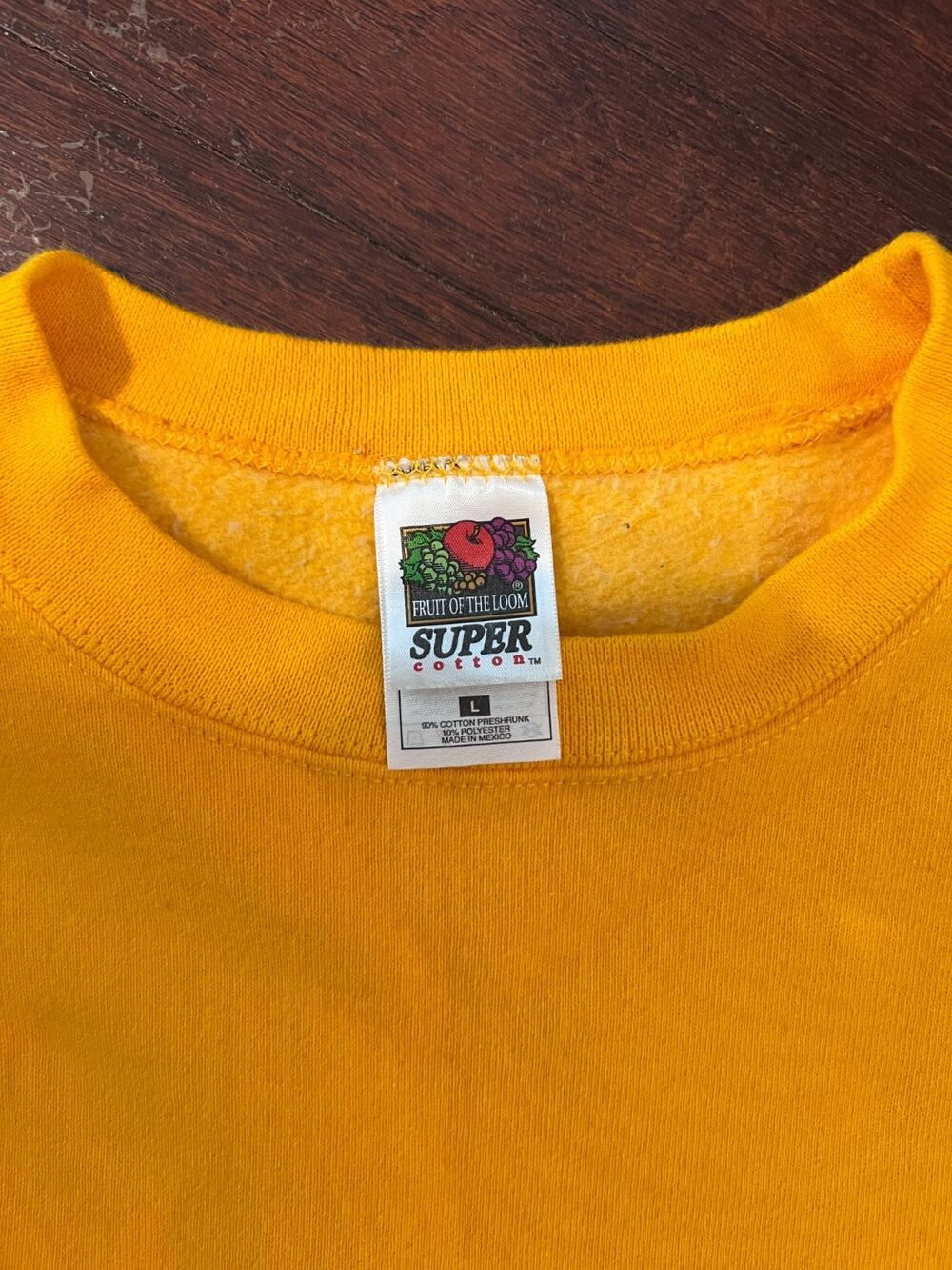 Fruit of the Loom Supercotton Crewneck Sweatshirt Mens L 90s Y2K Yellow Chic - Picture 3 of 6